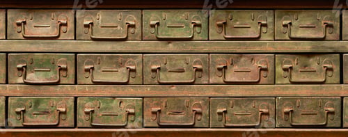 Preview: Rusty metal cabinet with drawers