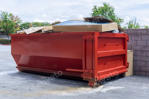 Preview: Garbage bin metal containers for construction waste during a house renovation