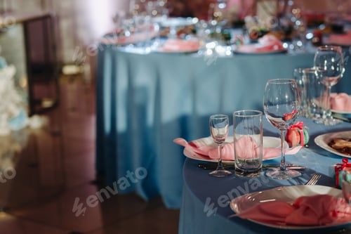 Preview: Decorated Table for a wedding reception in a restaurant .Wedding decor