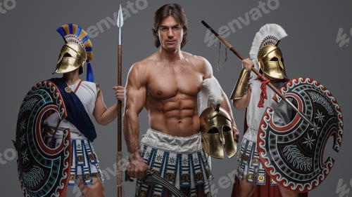 Preview: Muscular warrior with naked torso from ancient greece