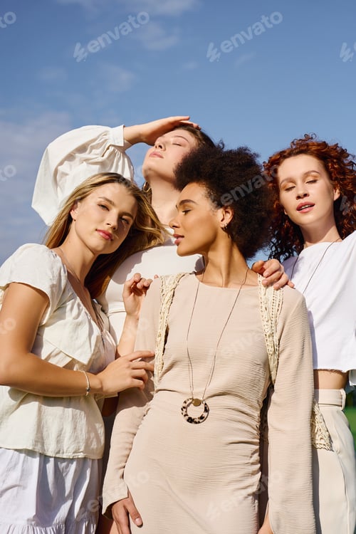 Preview: Confidence shines as stylish women embrace nature in a vibrant spring setting