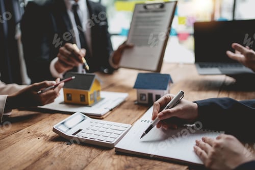 Preview: Business people meeting together about real estate. Working as a teamwork of real estate businesses.