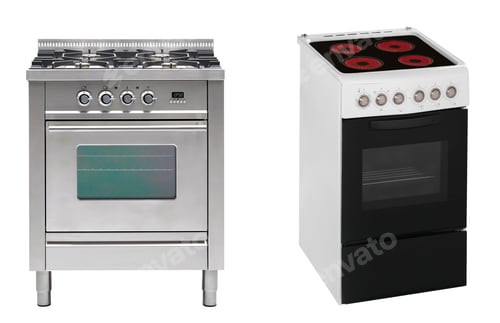 Preview: electric and gas stoves isolated on white
