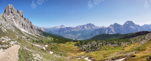 Preview: Distant massif of Croda di Lago, Dolomites, Italy