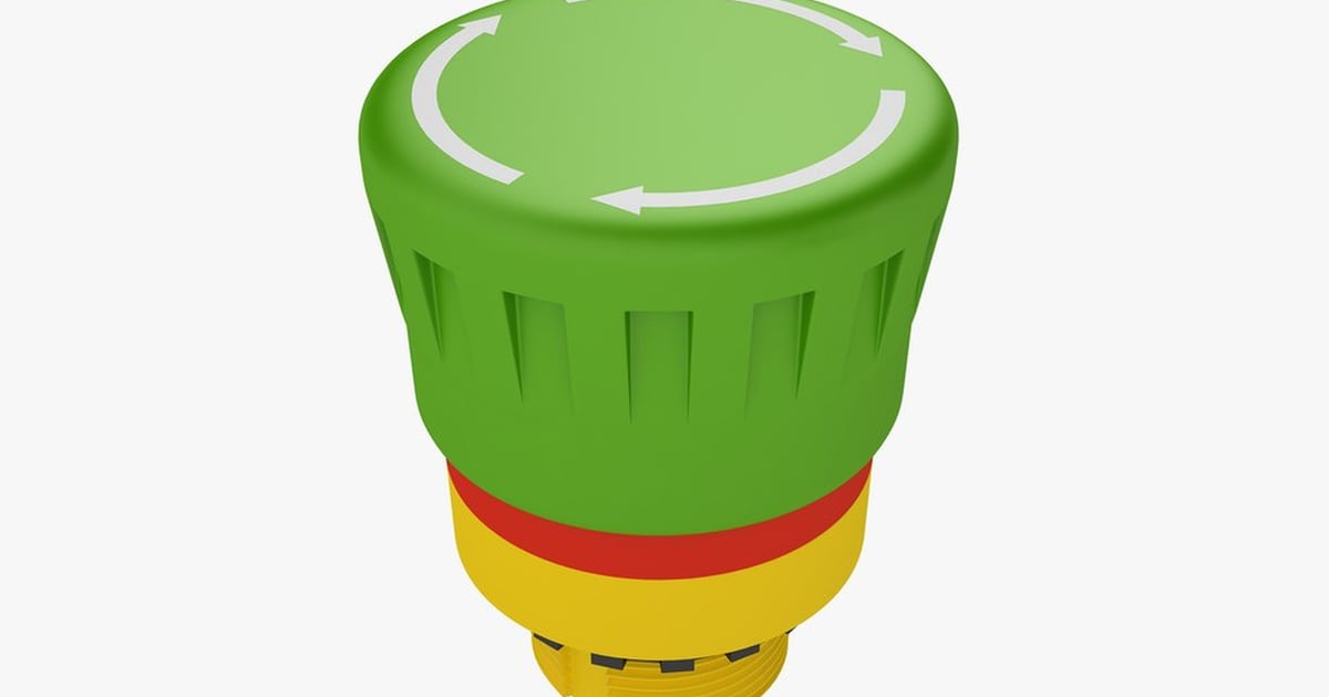 Green Emergency Stop Button with Arrows 3D, Incl. button & electronic ...