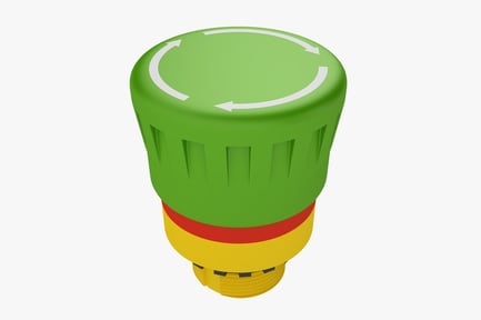 Preview: Green Emergency Stop Button with Arrows