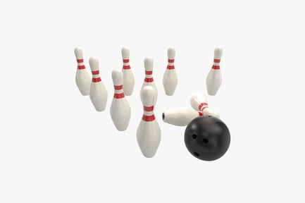 Preview: Scattered bowling pins and ball impact