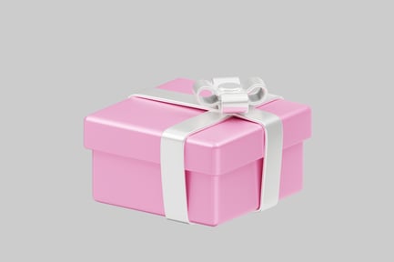 Preview: Wrapped gift with silver ribbon