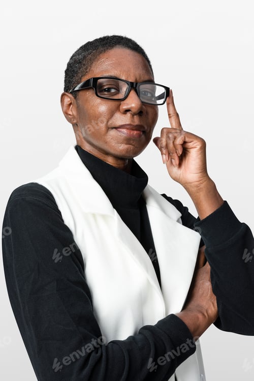 Professional Woman in Vest with Glasses Portrait