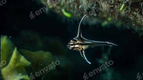 Preview: macro photo of a juvenile drum fish in the caribbean sea