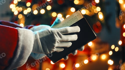 Preview: Santa Claus reads a book under the tree