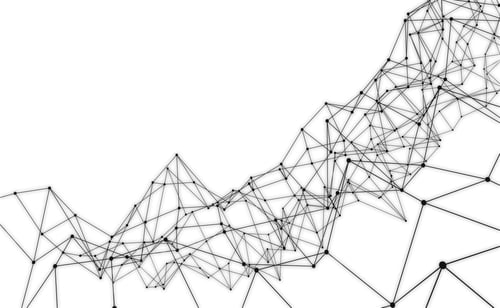 Preview: Abstract Illustration of black lines and dotted particles on white background with copy space.