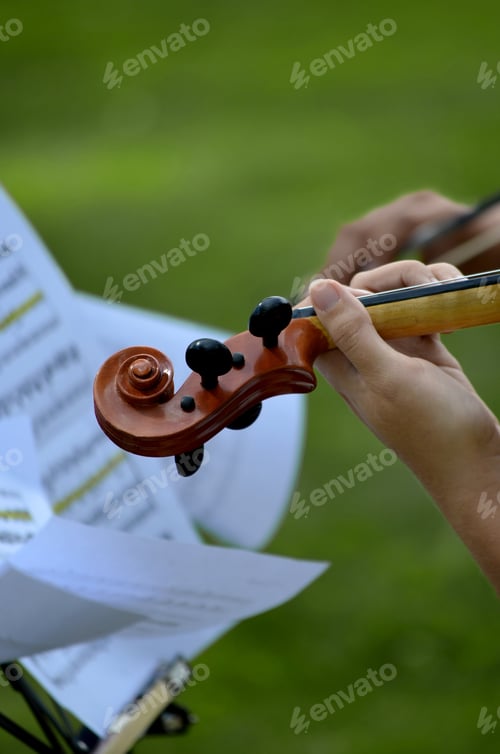 Preview: Violin head with music score