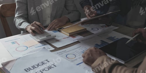 Preview: Business financial, accountant discussing with partner are meeting to audit finance planning sales