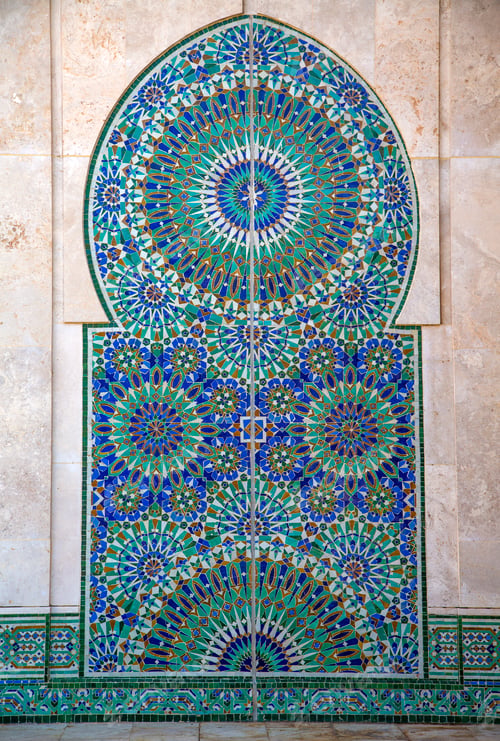 Elaborate Colorful Tile Mosaic on a Moroccan Wall