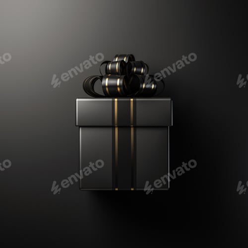 Preview: Black gift box on black background 3d rendering