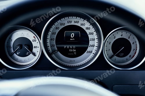 Preview: Modern car dashboard front view close up