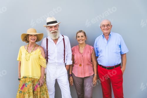 Preview: Group of senior people bonding outdoors