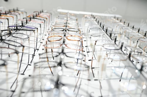 Preview: Image of glasses showcase at the modern optic shop, nobody
