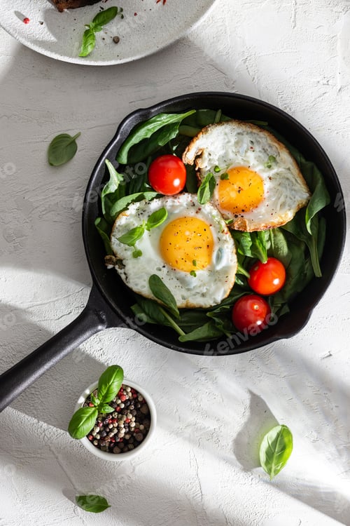 Preview: Fried eggs on a pan for breakfast