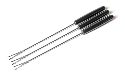 Preview: Set of fondue forks on white background. Kitchen equipment