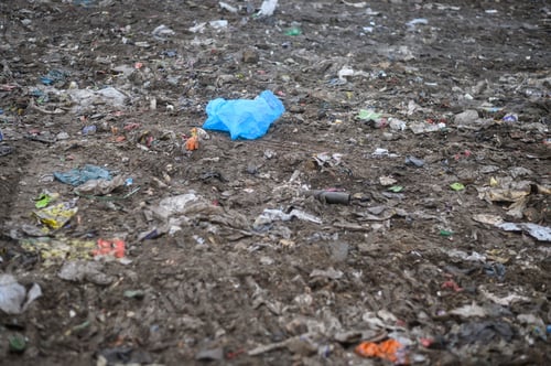 Preview: Garbage dump at waste processing site. Environment pollution concept