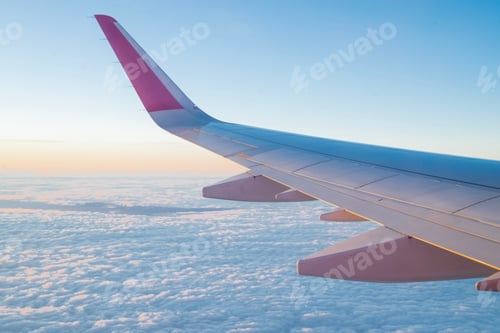 Preview: View from an airplane of clouds, beautiful blue sky