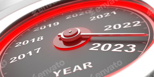 Preview: 2023 New Year. Drive fast, transport and speed. Auto car gauge speedometer.