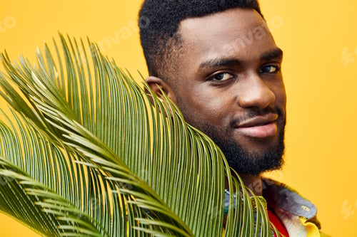 Preview: yellow man black palm fashion tropical fun stylish american tree african palm happy