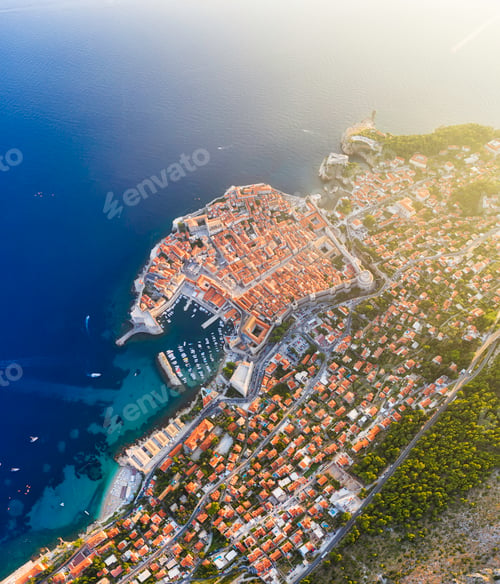 Preview: Dubrovnik, Croatia. Aerial view on old town. Vacation and adventure. Town and sea.