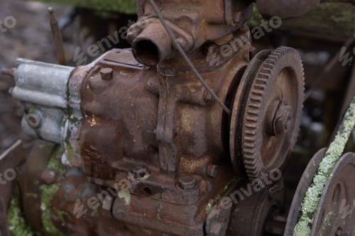 Preview: rusty non-working motor in the yard