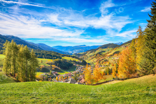 Preview: Marvelous autumn scene of magnificent Santa Maddalena village in Dolomites
