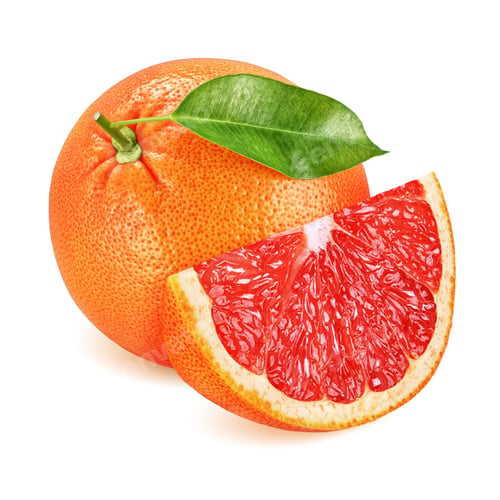 Preview: Grapefruit with leaf and slice isolated on white