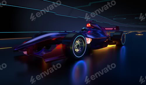 Preview: Race Car speeding along a futuristic tunnel