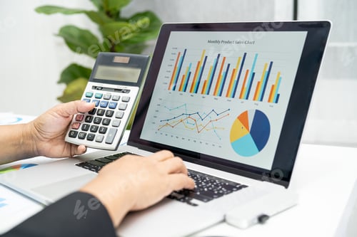Preview: Asian accountant working and analyzing financial reports project accounting with chart graph.