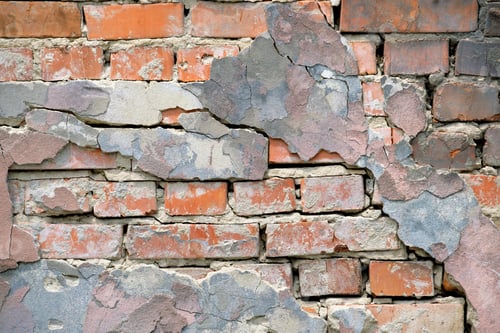 Preview: Old brick wall texture with cracked peeling paint. Abstract grunge backdrop