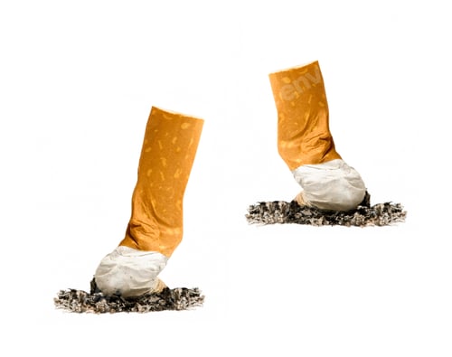 Preview: cigarette buttes with ash isolated