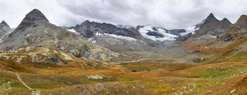 Preview: Mountains and Glacier du Grand Mean above the cirque des Evettes in vanoise national park, France