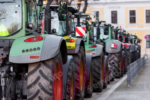 Preview: Farmers union protest strike against government Policy in Germany Europe. Tractors vehicles blocks