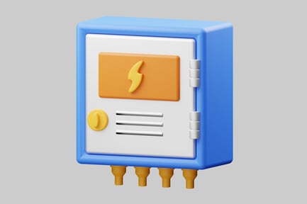 Preview: Blue and white safe with yellow lightning bolt symbol.
