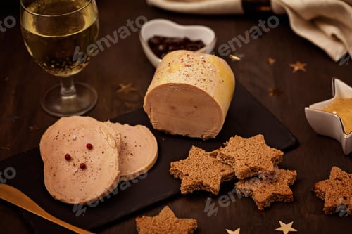 Preview: Foie gras, goose liver traditional french starter for winter holidays celebration
