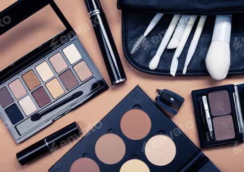 Preview: Set of decorative cosmetics on light color background