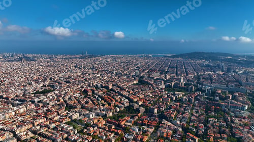 Preview: Aerial View of Barcelona City, Sarria-Sant Gervasi district, Sagrada Familia
