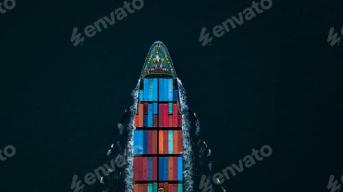 Preview: Aerial view container ship global business logistics import export freight shipping transportation.