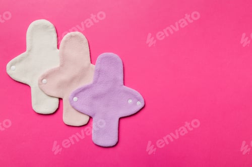 Preview: Eco-friendly reusable fabric women's pads. set of colorful bright reusable menstrual pads