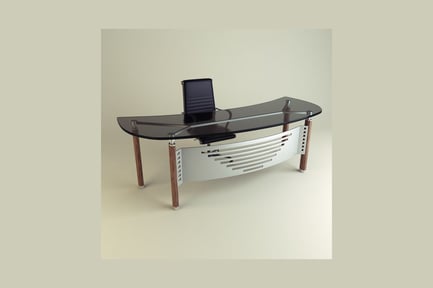 Preview: Curved glass desk with seating