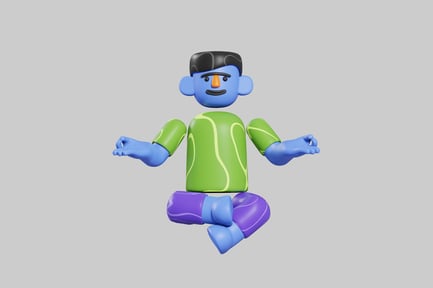 Preview: Cartoon character in a seated position.