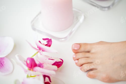 Preview: Female Feet at Spa Salon on Pedicure Procedure.