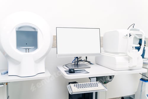 Preview: Ophthalmology medical equipment in clinic. Eyes examination