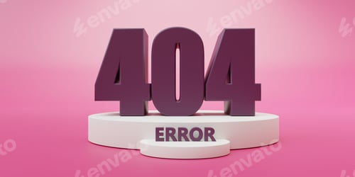 Preview: 404 ERROR. Website Page not found Sign on pink color background. 3d render